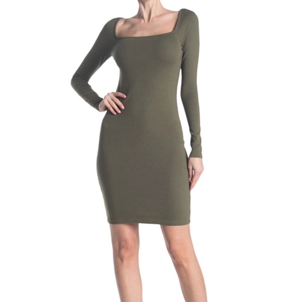 Stateside 1x1 Rib Square Neck Dress